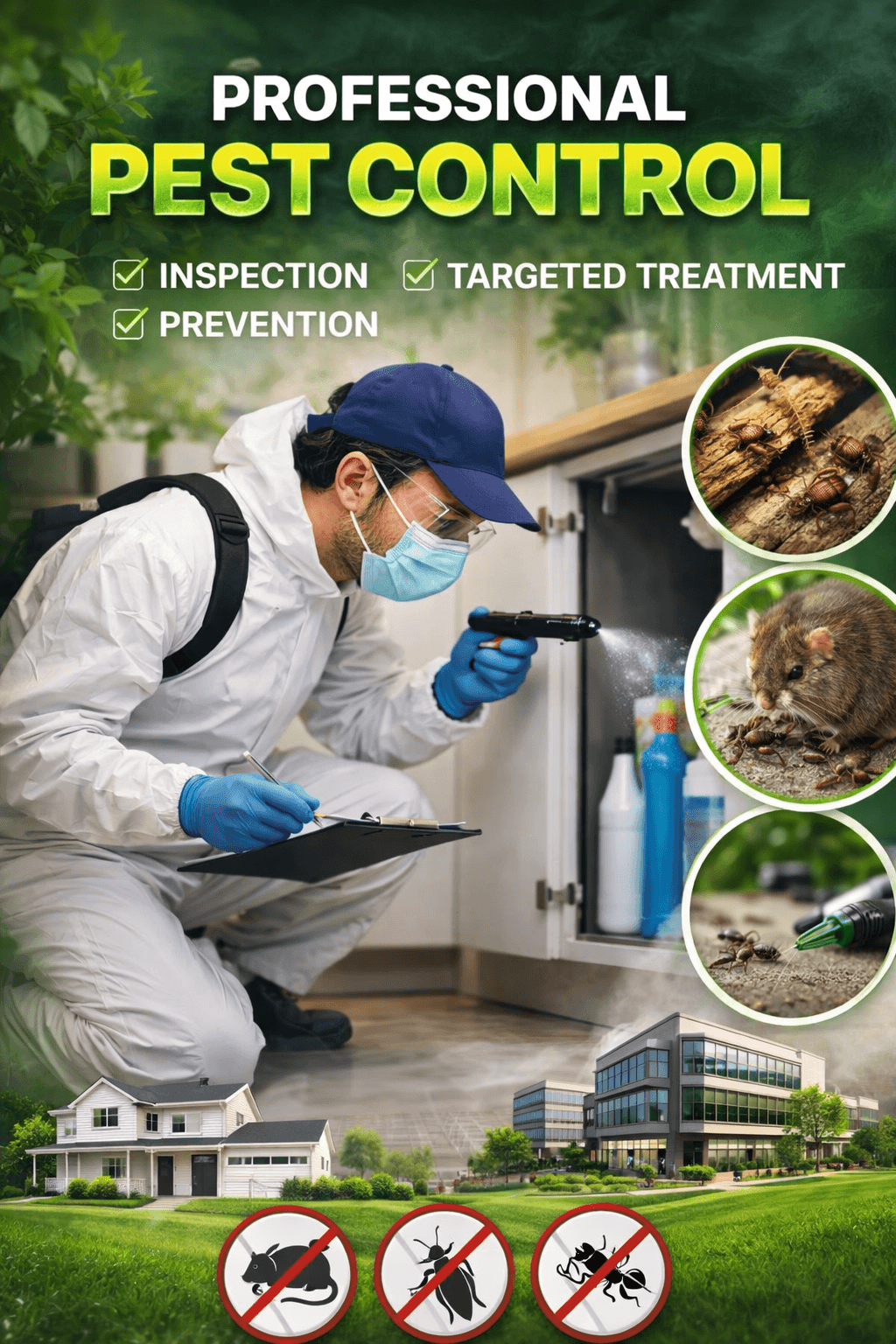 Professional pest control inspection and treatment